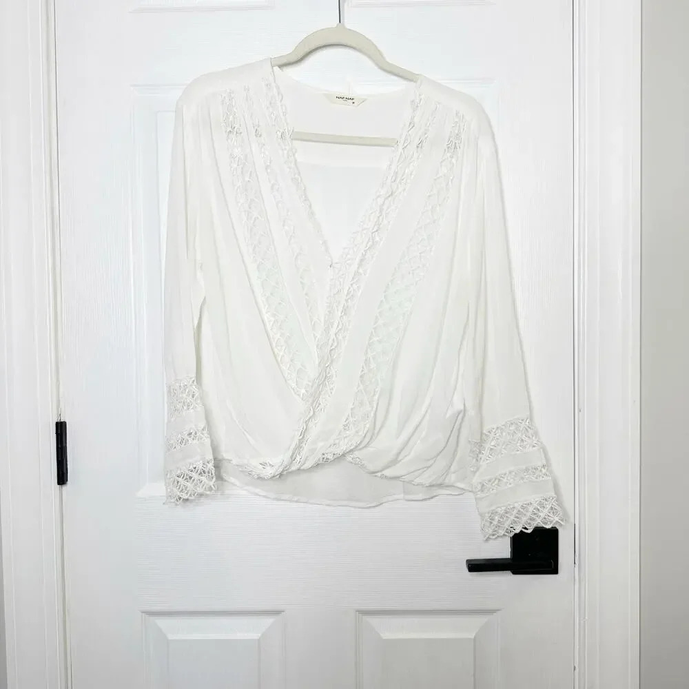 NAF NAF Ivory Lace Detail Blouse